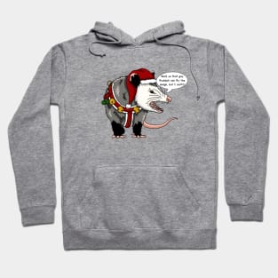 Yelling opossum in Christmas outfit Hoodie